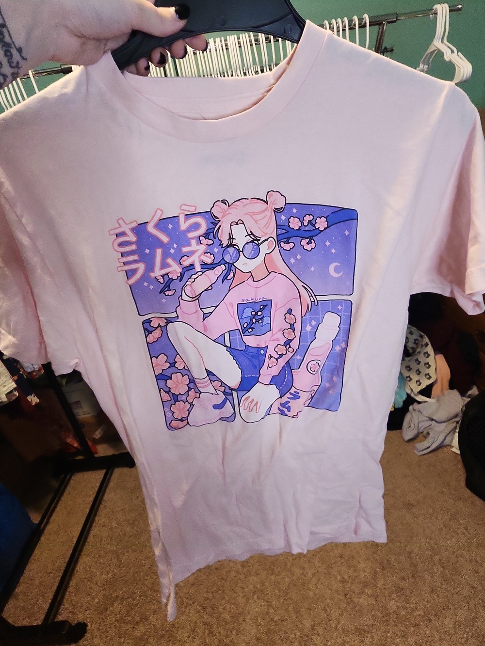 Fresh Bobatae x Vapor95 Sakura Ramune Graphic Tee Pink Anime Kawaii Shirt Size M